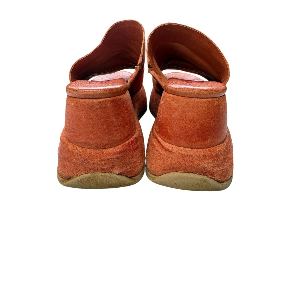 A.S.98 Rafe Orange Leather Platform Wedge Sandals Distressed Slip On Shoes 37 - Picture 5 of 12